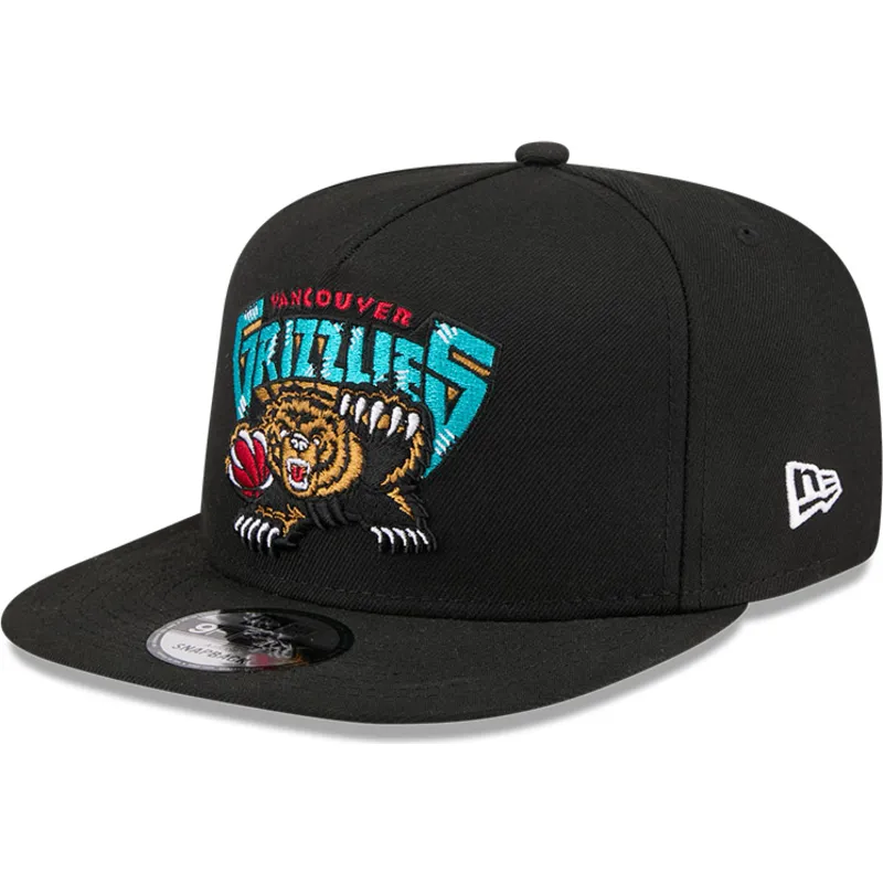 svart-platt-snapback-keps-9fifty-a-frame-hardwood-classics-fran-vancouver-grizzlies-nba-av-new-era