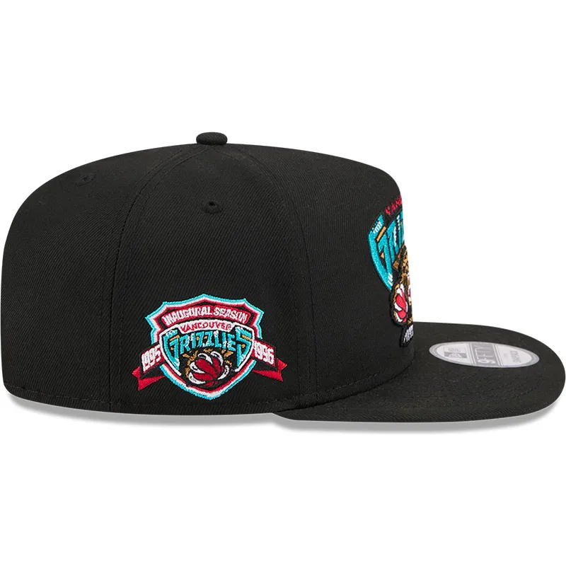 svart-platt-snapback-keps-9fifty-a-frame-hardwood-classics-fran-vancouver-grizzlies-nba-av-new-era