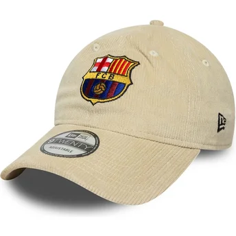 Beige justerbar kurvkeps FC Barcelona LALIGA 9TWENTY Cord från New Era