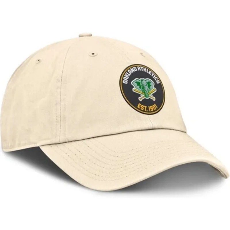 beige-justerbar-keps-club-unstructured-organic-cotton-fran-oakland-athletics-mlb-av-nike