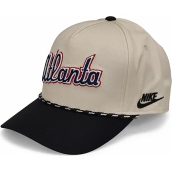 Nike Atlanta Braves MLB Rise Structured beige och svart snapback böjd keps