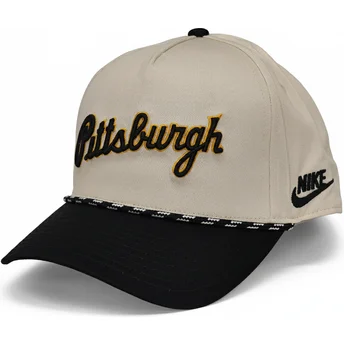 Beige och svart snapbackkeps med böjd skärm, Rise Structured Pittsburgh Pirates MLB från Nike