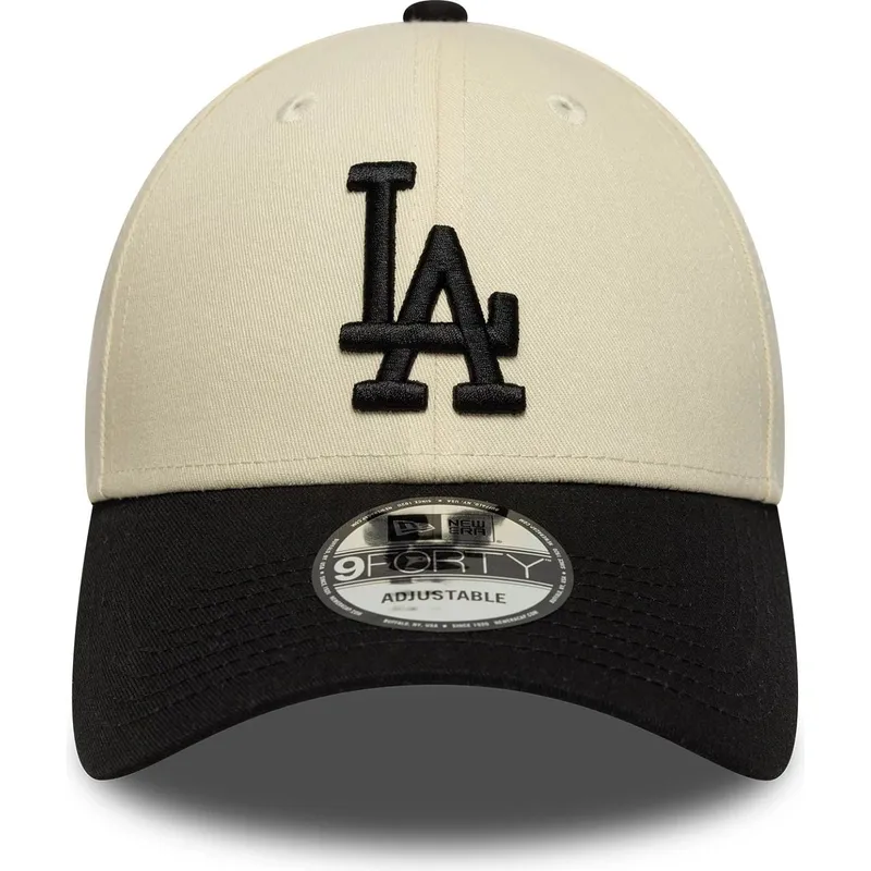 bojd-beige-och-svart-justerbar-keps-9forty-colour-block-fran-los-angeles-dodgers-mlb-av-new-era