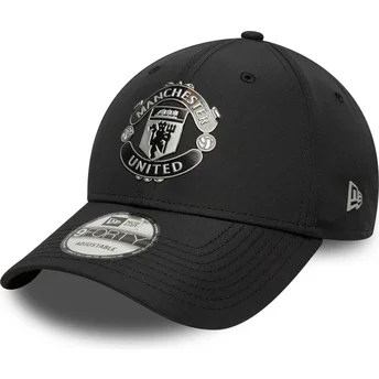 Svart justerbar kurvad keps 9FORTY Reflective från Manchester United Football Club Premier League av New Era