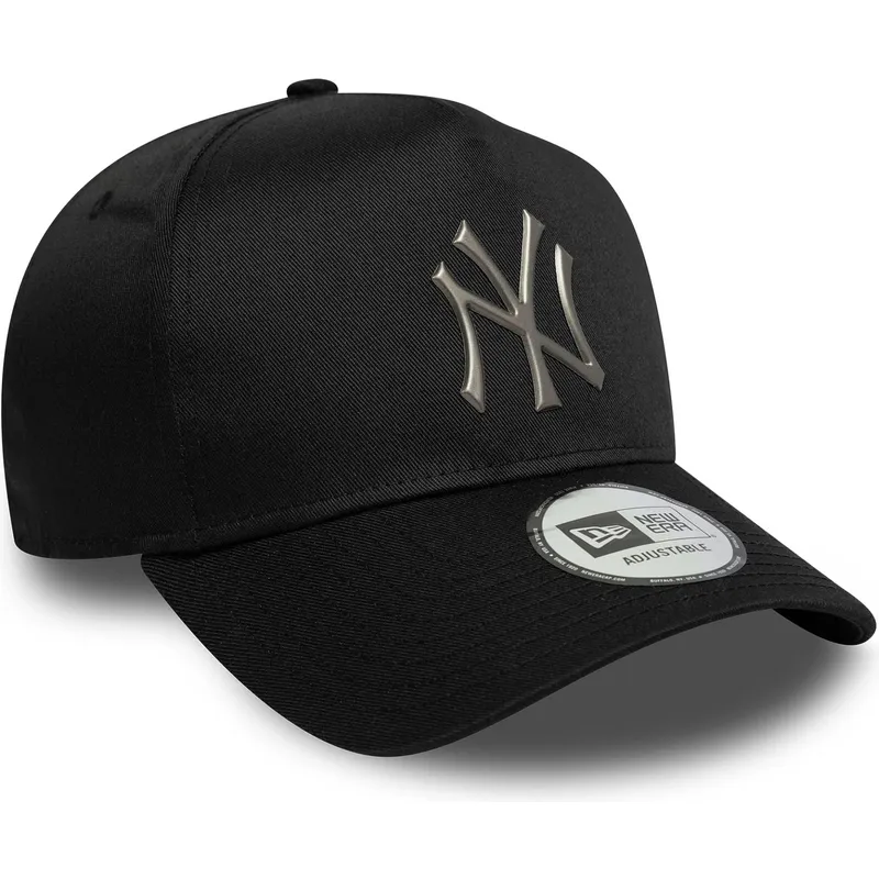 svart-kurvad-snapback-keps-9forty-e-frame-metallic-fran-new-york-yankees-mlb-av-new-era