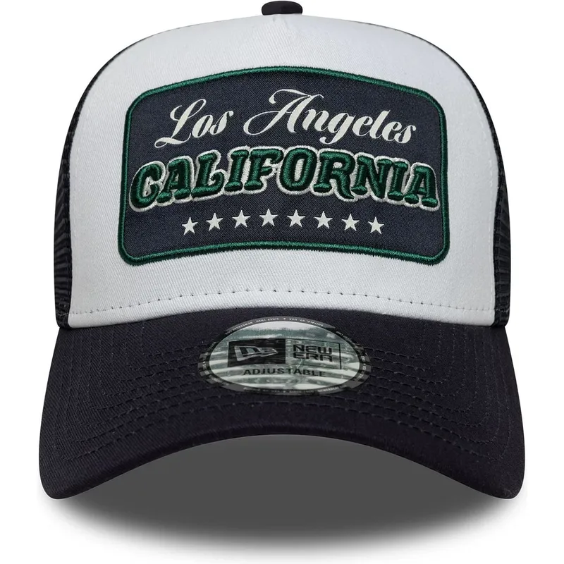 vit-och-marinbla-trucker-keps-a-frame-location-los-angeles-stader-och-strander-kalifornien-fran-new-era