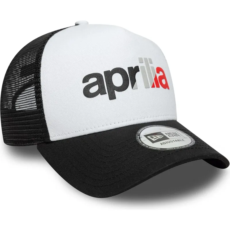 vit-och-svart-trucker-keps-a-frame-wordmark-fran-aprilia-piaggio-av-new-era