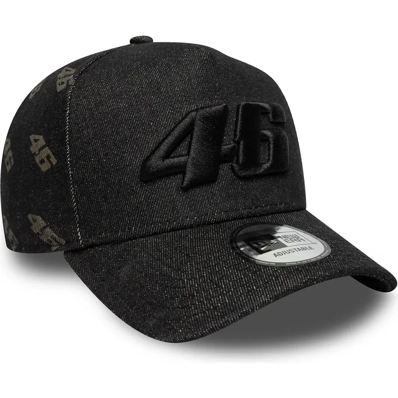 svart-bojd-keps-snapback-e-frame-laser-etch-denim-fran-valentino-rossi-vr46-motogp-av-new-era