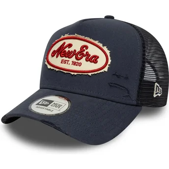 Keps trucker marinblå A Frame Oval Canvas Distress från New Era