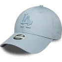 ljusbla-justerbar-kurvad-keps-med-bla-logotyp-for-dam-9forty-metallic-logo-fran-los-angeles-dodgers-mlb-av-new-era