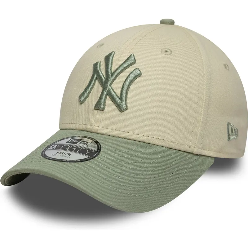 bojd-beige-och-gron-justerbar-keps-for-barn-9forty-league-essential-fran-new-york-yankees-mlb-av-new-era
