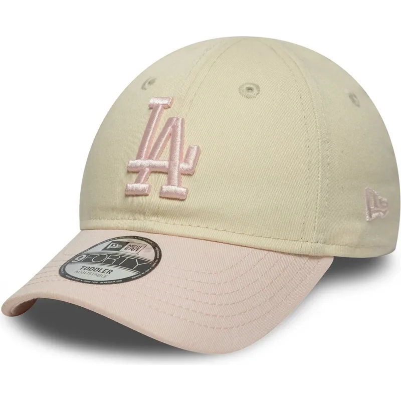 bojd-beige-och-rosa-justerbar-keps-for-smabarn-9forty-league-essential-fran-los-angeles-dodgers-mlb-av-new-era
