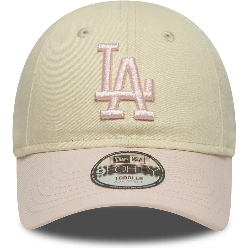 gorra-curva-beige-y-rosa-ajustable-para-nino-pequeno-9forty-league-essential-de-los-angeles-dodgers-mlb-de-new-era