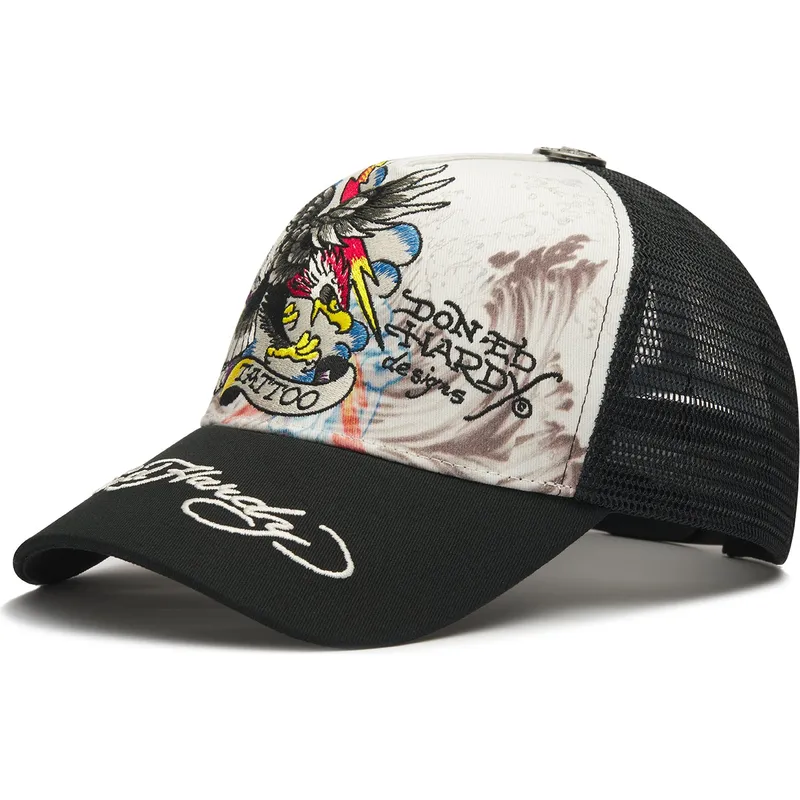 vit-och-svart-trucker-keps-tattoo-eagle-graphic-fran-ed-hardy