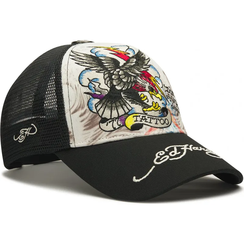 vit-och-svart-trucker-keps-tattoo-eagle-graphic-fran-ed-hardy