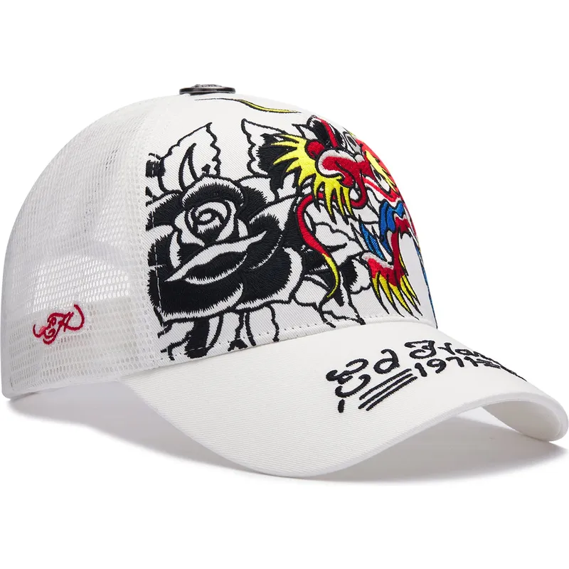 vit-trucker-keps-1971-dragon-and-roses-fran-ed-hardy