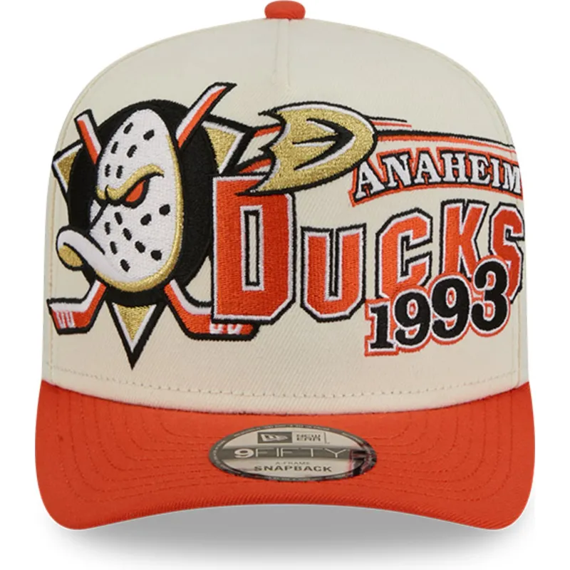 beige-och-orange-bojd-keps-snapback-9fifty-a-frame-classic-fran-anaheim-ducks-nhl-av-new-era