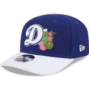 Blå och vit böjd keps snapback 9SEVENTY Stretch Snap Flower Los Angeles Dodgers MLB från New Era