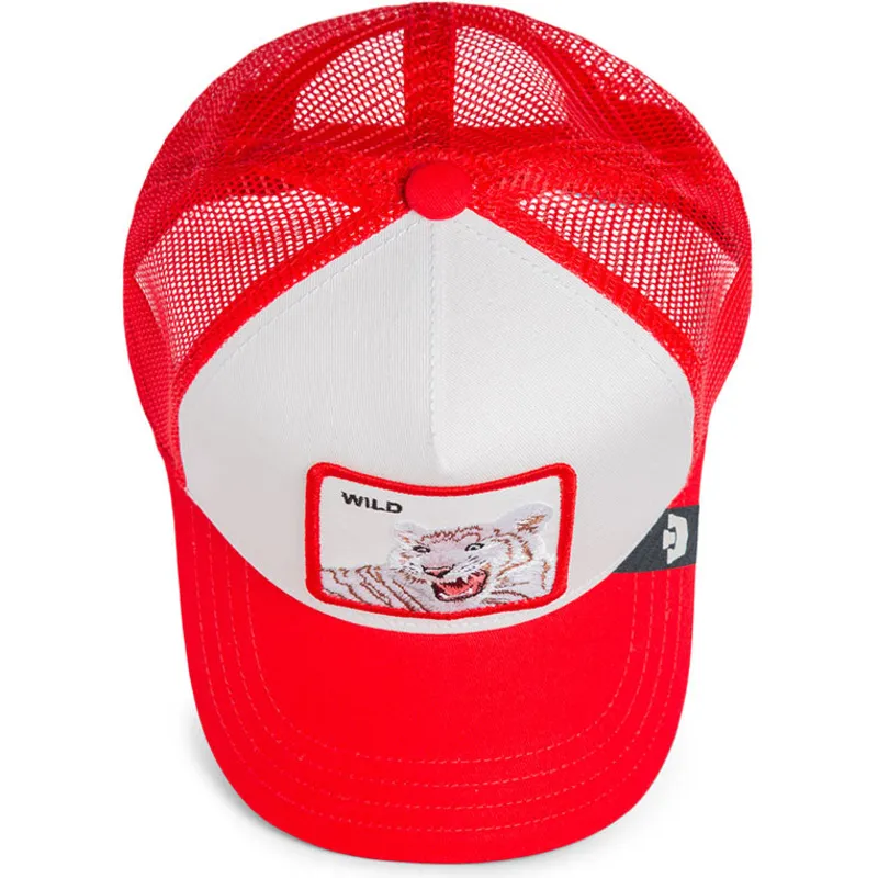gorra-trucker-blanca-y-roja-para-nino-tigre-rush-wild-the-farm-de-goorin-bros