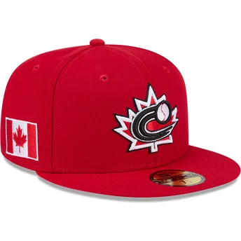 Röd platt keps justerad 59FIFTY Canada 2026 World Baseball Classic från New Era