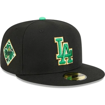 Svart platt keps justerad 59FIFTY Saint Patrick's Day Los Angeles Dodgers MLB från New Era