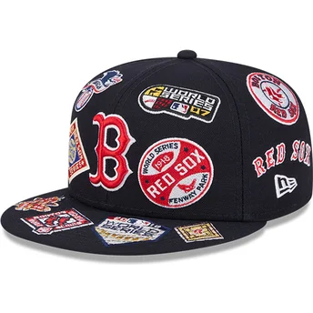 Gorra plana azul marino ajustada 59FIFTY All Over de Boston Red Sox MLB de New Era