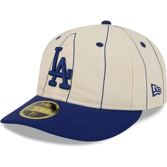 Böjd beige justerad keps 59FIFTY Retro Crown Linen Los Angeles Dodgers MLB från New Era