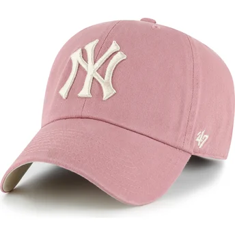 Justerbar rosa böjd keps Clean Up Ballpark New York Yankees MLB av 47 Brand