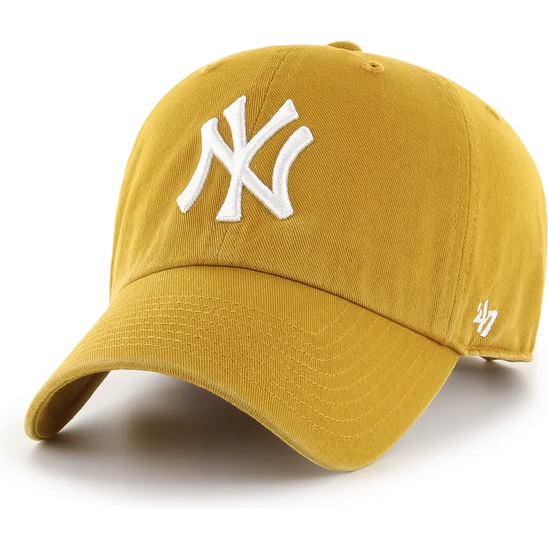 gul-bojd-justerbar-keps-clean-up-flat-gold-fran-new-york-yankees-mlb-av-47-brand