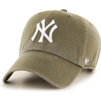 Grön böjd justerbar keps Clean Up Sandalwood från New York Yankees MLB av 47 Brand
