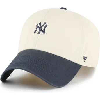 Gorra curva beige y azul marino ajustable Clean Up Base Runner Two Tone de New York Yankees MLB de 47 Brand
