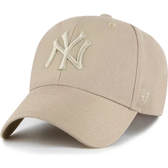 Khakifärgad kurvad keps snapback med khakifärgad MVP-logotyp från New York Yankees MLB av 47 Brand