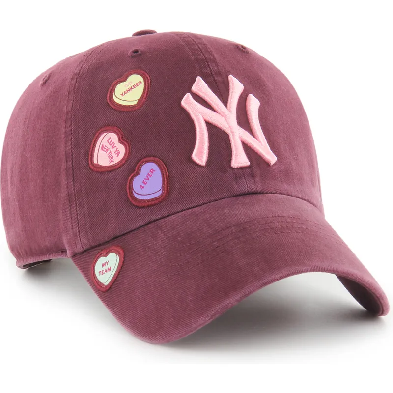 bojd-vinrod-justerbar-keps-clean-up-candy-heart-fran-new-york-yankees-mlb-av-47-brand