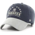 marinbla-och-gra-bojd-keps-justerbar-clean-up-windham-suede-vintage-av-new-york-yankees-mlb-fran-47-brand