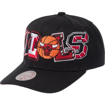Svart böjd keps snapback Hyper Type Pro från Chicago Bulls NBA av Mitchell & Ness