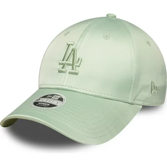 Grön justerbar kurvad keps för dam 9FORTY Bow Back Satin Los Angeles Dodgers MLB från New Era