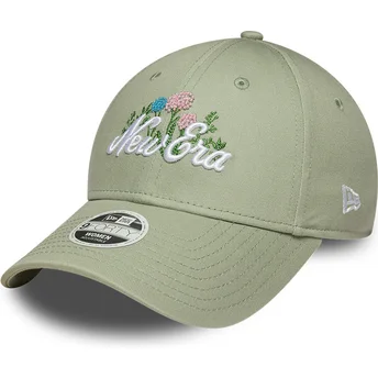 Grön böjd justerbar keps för dam 9FORTY Beaded från New Era