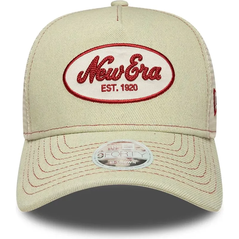 beige-trucker-keps-for-dam-9forty-m-crown-a-frame-fran-new-era