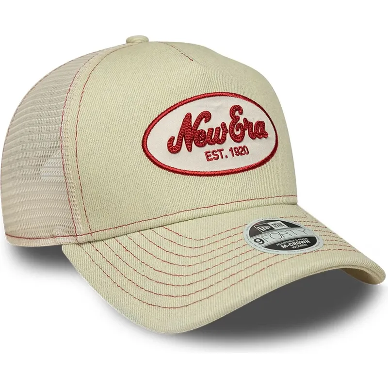 beige-trucker-keps-for-dam-9forty-m-crown-a-frame-fran-new-era