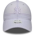 bojd-justerbar-lila-keps-med-lila-logotyp-for-dam-9twenty-seersucker-new-york-yankees-mlb-fran-new-era