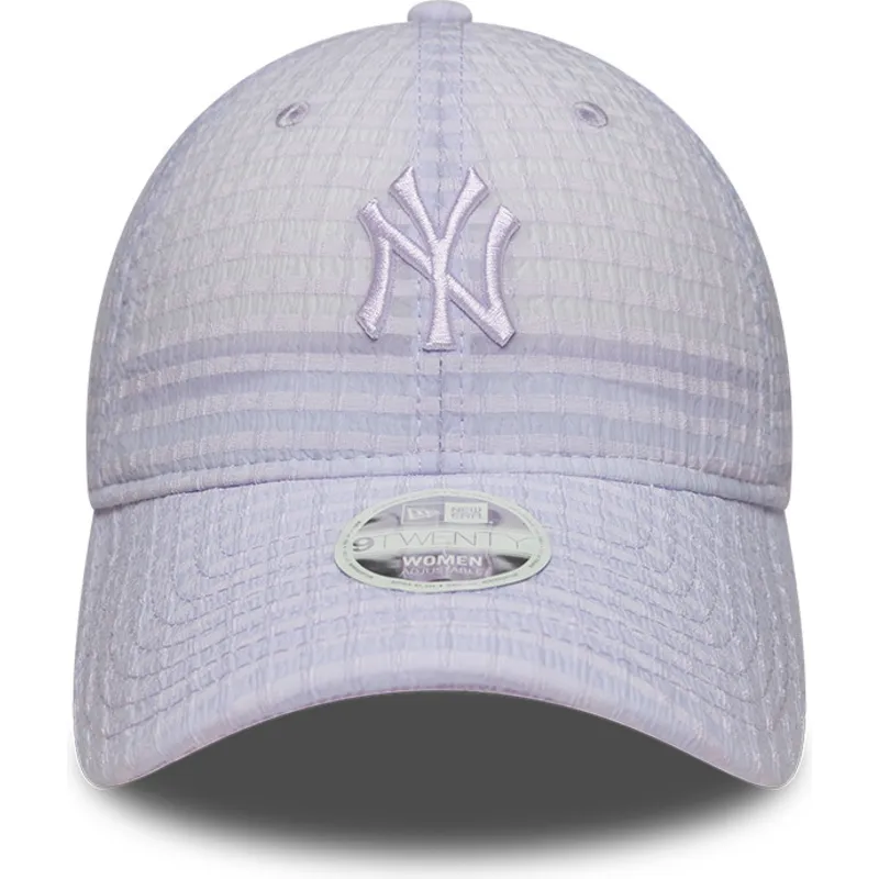 bojd-justerbar-lila-keps-med-lila-logotyp-for-dam-9twenty-seersucker-new-york-yankees-mlb-fran-new-era