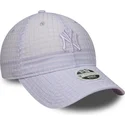 bojd-justerbar-lila-keps-med-lila-logotyp-for-dam-9twenty-seersucker-new-york-yankees-mlb-fran-new-era