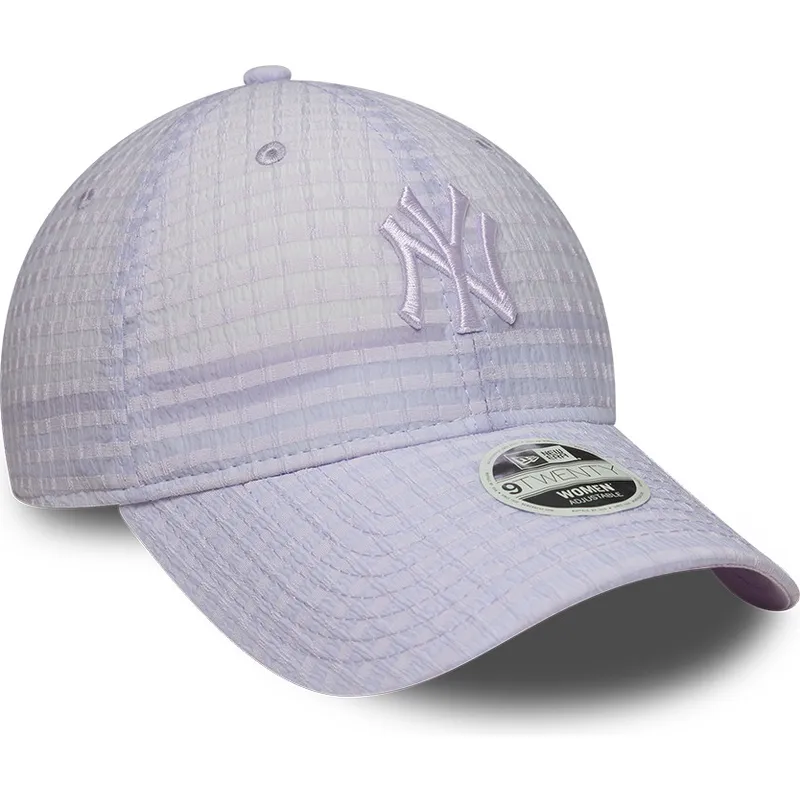 bojd-justerbar-lila-keps-med-lila-logotyp-for-dam-9twenty-seersucker-new-york-yankees-mlb-fran-new-era