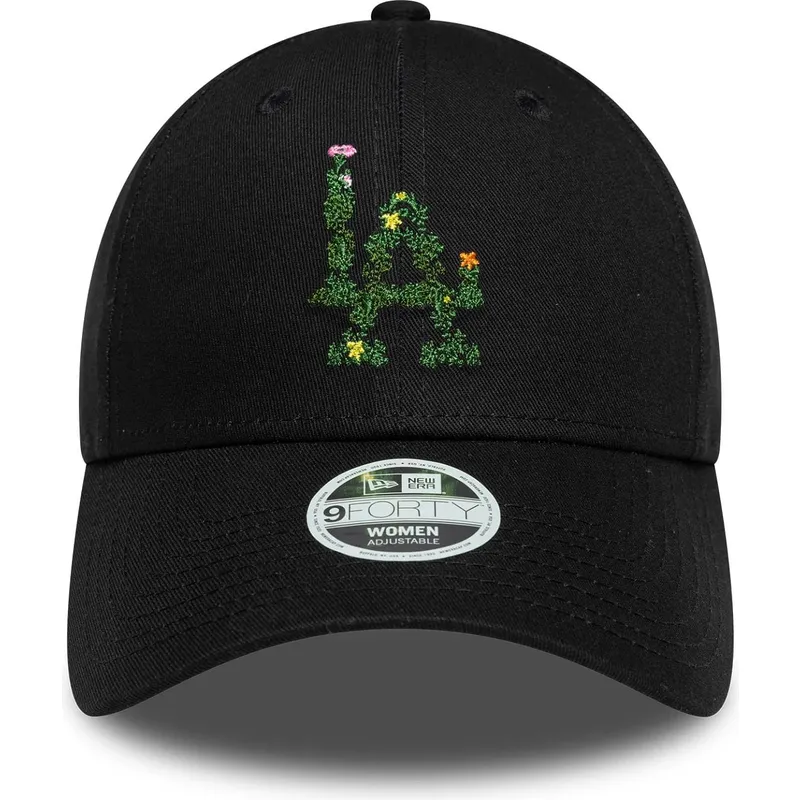svart-justerbar-kurvad-keps-for-dam-9forty-floral-infill-fran-los-angeles-dodgers-mlb-av-new-era