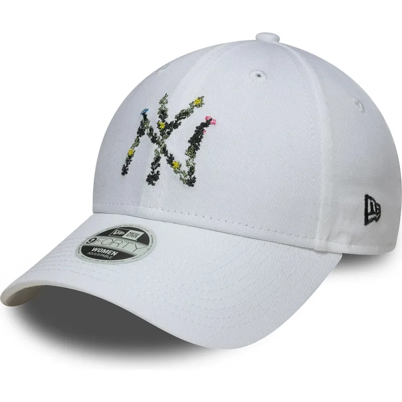 vit-justerbar-kurvad-keps-for-dam-9forty-floral-infill-fran-new-york-yankees-mlb-av-new-era