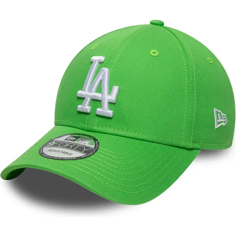 ljusgron-justerbar-kurvad-keps-med-vit-logotyp-9forty-league-essential-fran-los-angeles-dodgers-mlb-av-new-era