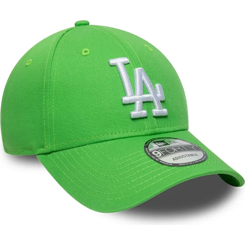 ljusgron-justerbar-kurvad-keps-med-vit-logotyp-9forty-league-essential-fran-los-angeles-dodgers-mlb-av-new-era