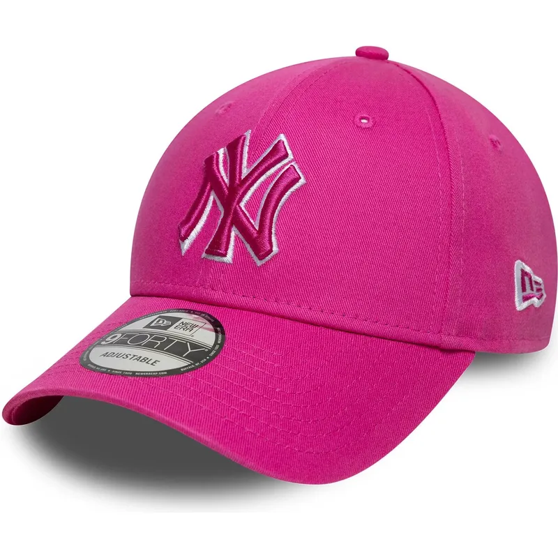 justerbar-rosa-bojd-keps-med-rosa-logotyp-9forty-team-outline-fran-new-york-yankees-mlb-av-new-era