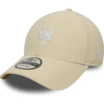 Böjd beige justerbar keps 9FORTY Soft Cord från New York Mets MLB av New Era