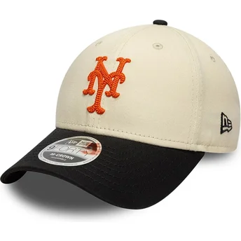 Beige och svart kurvad keps snapback 9FORTY M-Crown Side Script New York Mets MLB från New Era
